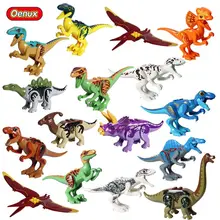 Oenux Clássico Jurassic Modelo Building Block Velociraptor Dinossauros Triceratops T-Rex Dinossauro Pterossauro Animais Mundo Brinquedo Tijolo