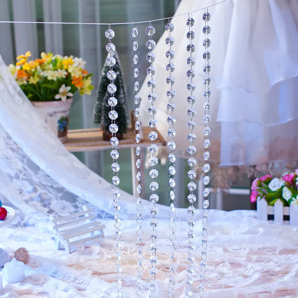 

1 M DIY Wedding Decoration Octagonal Decor Diamond Curtain Acrylic Crystal Beaded Curtain Decoration