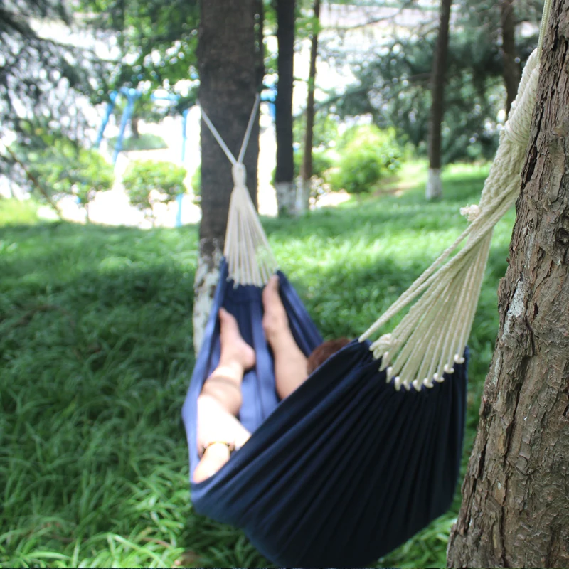 SAMIBULUO Portable Cotton Rope Outdoor Swing Fabric Camping Hanging Hammock Canvas Bed Strong Hammock