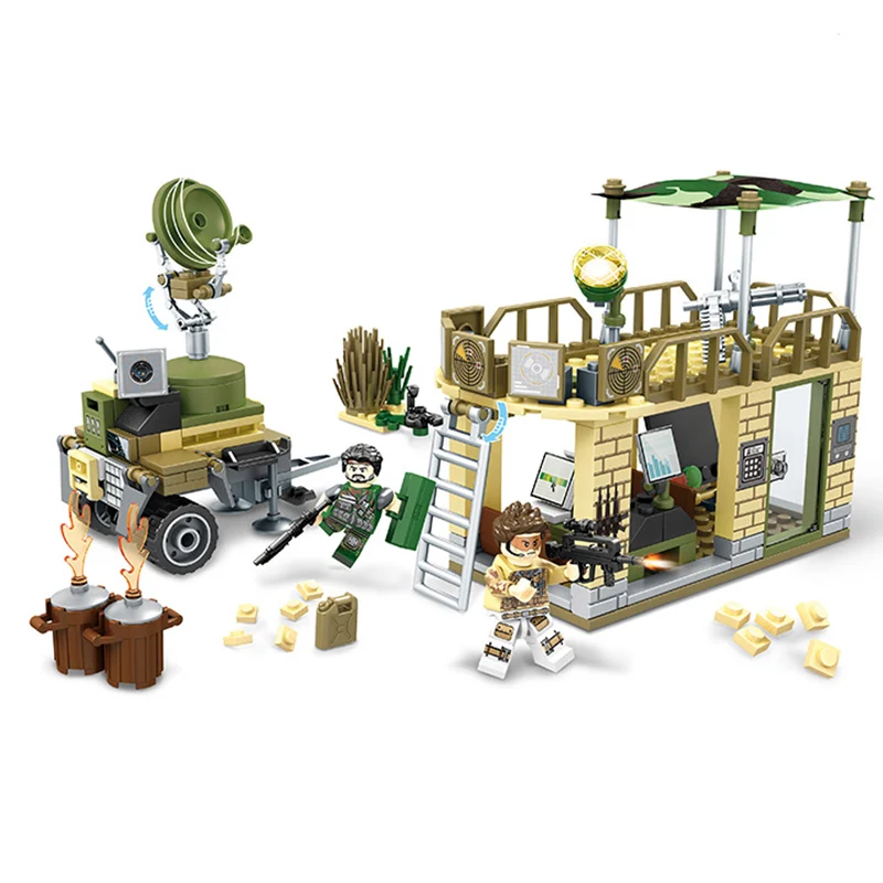 

Compatible LegoINGlys military man WW2 Puzzle front radar command post army figure building brick toys for boy gifts