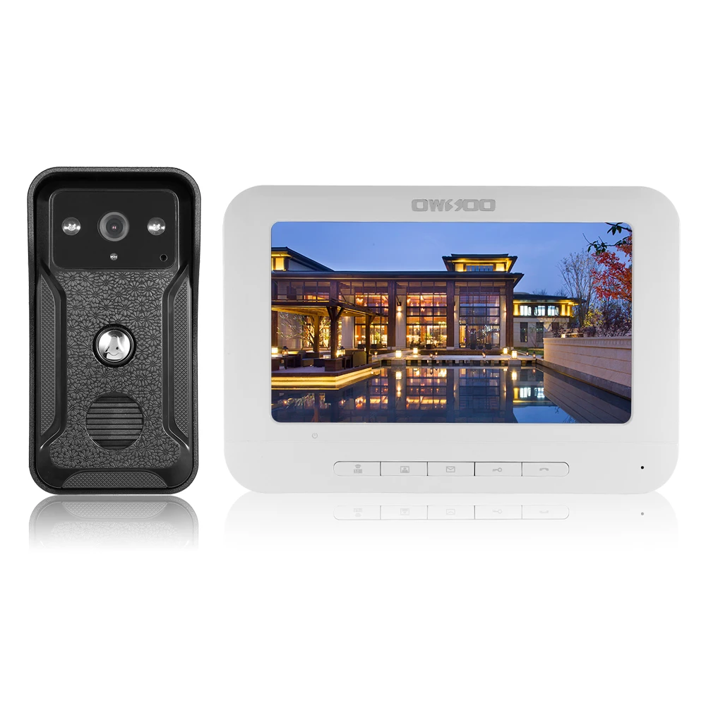 

OWSOO 7 Inch Wired Video Door Phone Intercom System with IR-CUT Rainproof Outdoor Wired Doorbell Camera,Support Remote unlock