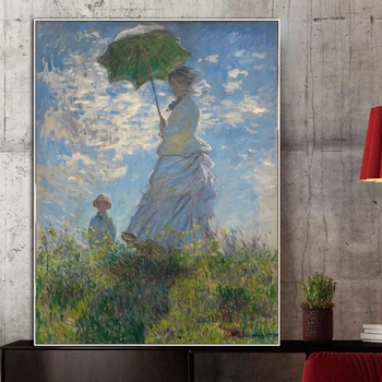 The Promenade Woman with a Parasol by Claude Monet Printed on Canvas 2