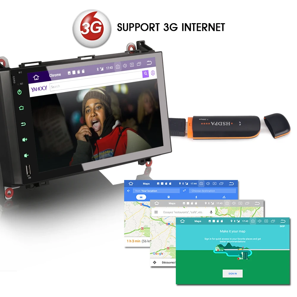 Clearance 9" Android 8.0 Autoradio Car Stereo GPS DAB+ DVR SD BT Car Multimedia Player For Mercedes Benz Sprinter Bluetooth WiFi 3G 4