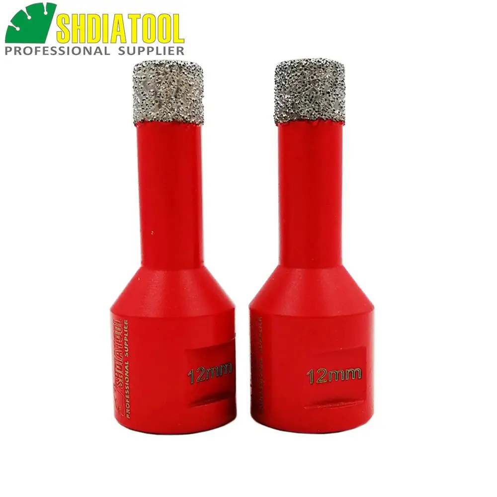 Free -shipping 2pcs  Dia 12mm Vacuum brazed diamond drilling core bits with M14 connection, Dry drilling