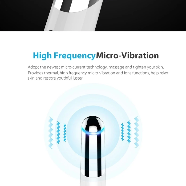 Средство для удаления морщин с подогревом звуковой массажер для глаз в виде ручки для удаления морщин против старения Массажная палочка для глаз с высокочастотным вибрационным массажером