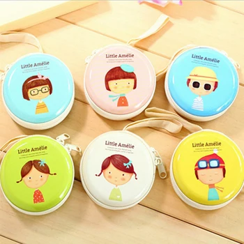 

500pcs/lot Bag Coin Small Purse Kawaii Infantiles Children's Wallets Round Hard Pouch Earphone Holder Case