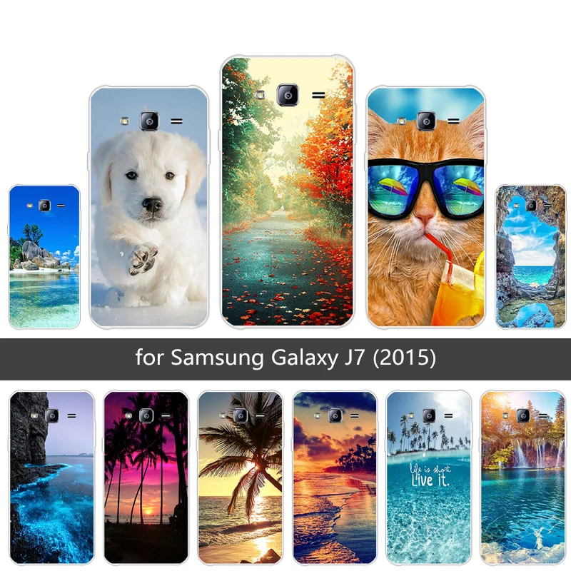 For Samsung J7 Back Black Matte Cover 5.5&quot for Galaxy J700 SM-J700F 2015 Clear TPU Soft Silicon Scen Phone Case |