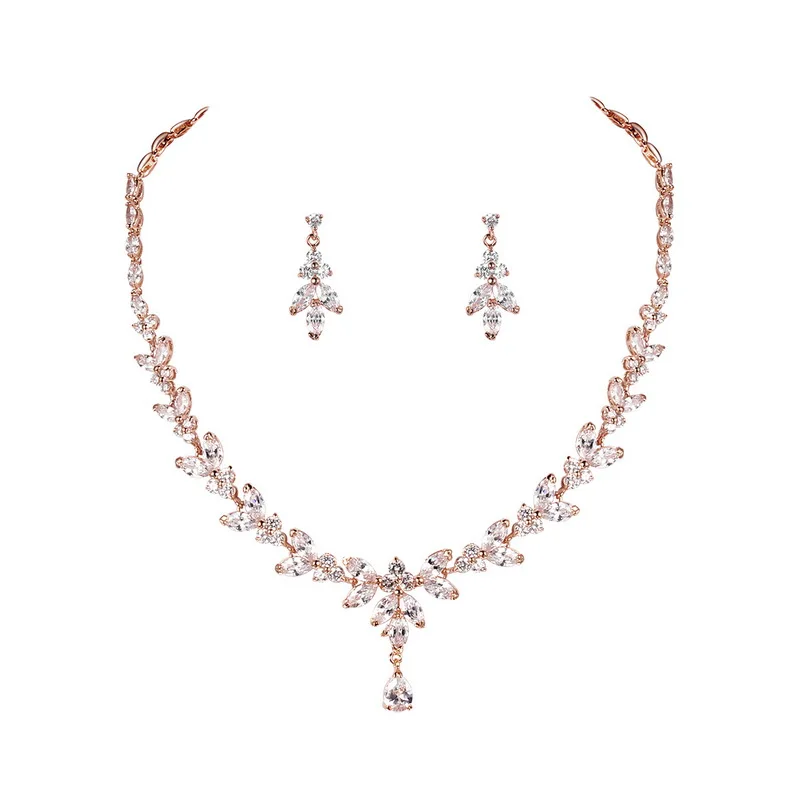 Marquise Cubic Zirconia CZ Bridal Jewelry Set Elegant Wedding Necklace and Earring Gift For a Bride Mother Wife|wedding necklace|jewelry setsnecklace and earrings - AliExpress