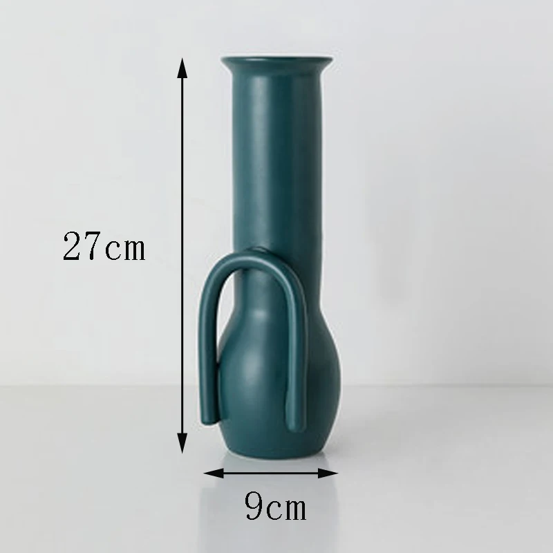 Europe Ceramic Vase Small Mouth Flower Arrangement Decoration Vases Tabletop Crafts Vases Home Decoration Wedding Gifts - Color: M06