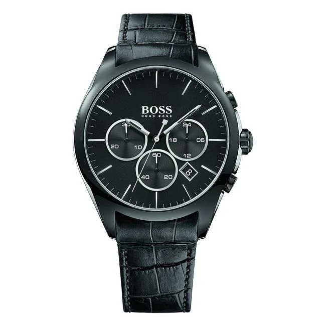 Hugo Boss Leather Chronograph Mens Watch 1513367-in