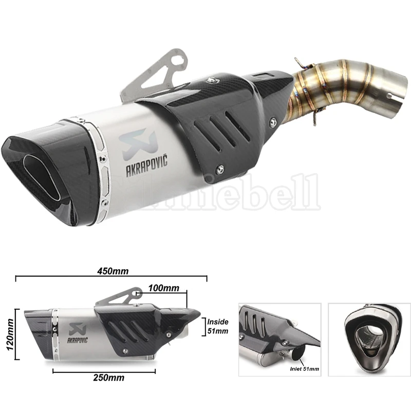 For Kawasaki Z900 Exhaust Z900 A2 Carbon Fiber Slip on Muffler Pipe