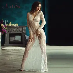 Женское элегантное кружевное длинное платье с v-образным вырезом и цветочным рисунком, сексуальное повседневное вечернее платье с