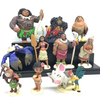 

10pcs/Set Moana Princess Moana Maui Waialik Heihei PVC Action Figure Model Toy Anime Moana Display Collection Children Juguetes