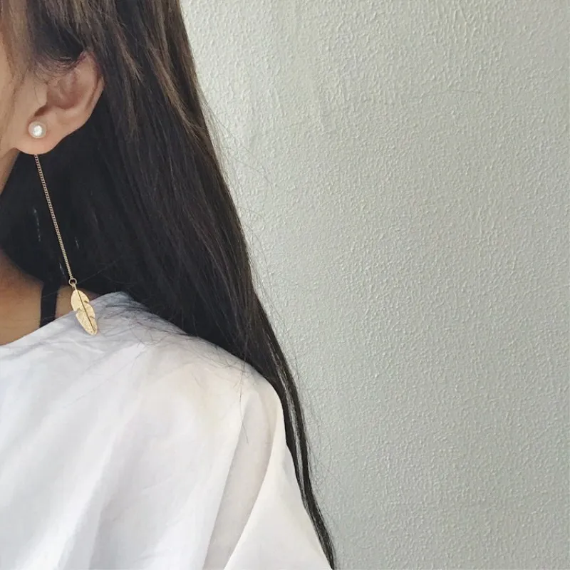 Женские длинные висячие серьги Boucle D'oreille вечерние подвески с имитацией жемчуга