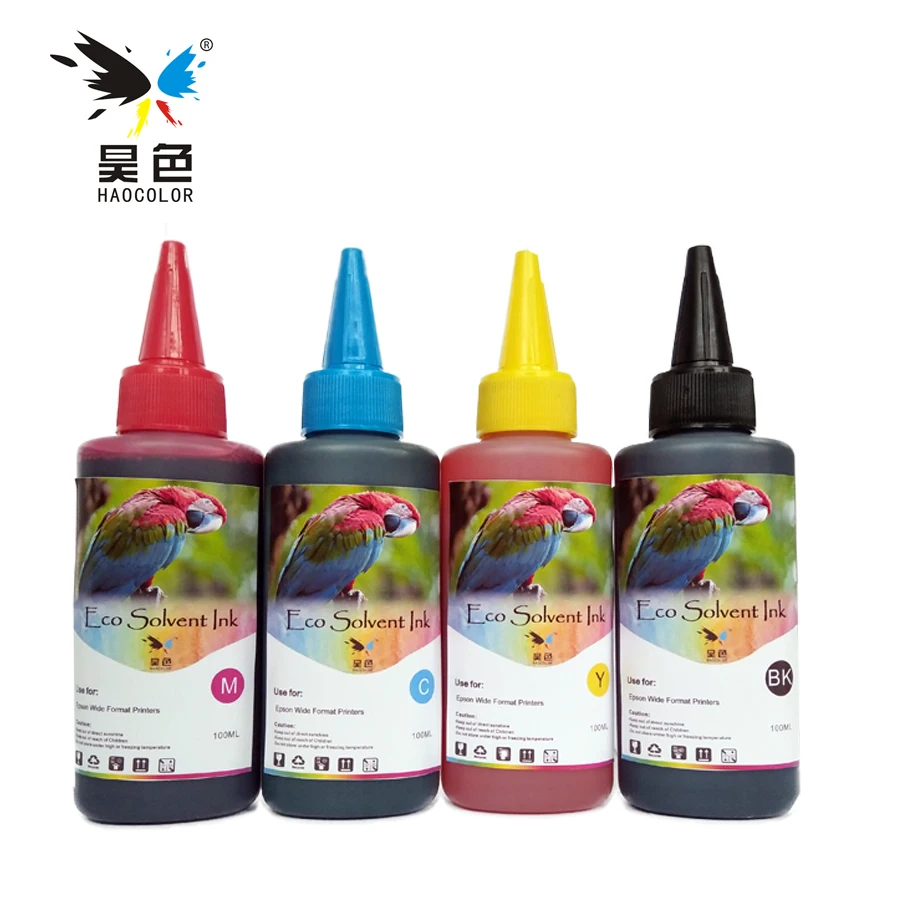 

4x100ML Bottle Eco-Solvent dye Ink eco dye solvent ink compatible For Epson DX4 DX5 DX6 DX7 Printhead printers