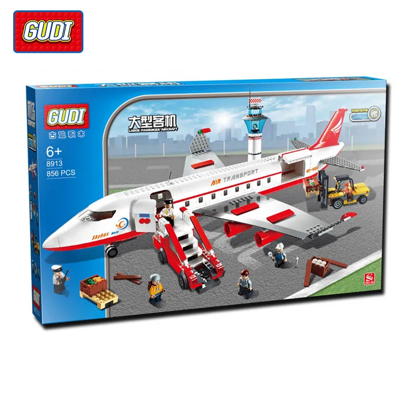 GUDI 856Pcs City Air Plane Large Passenger Aircraft Minifigure Building Block Model Bricks Kids Toys Gifts