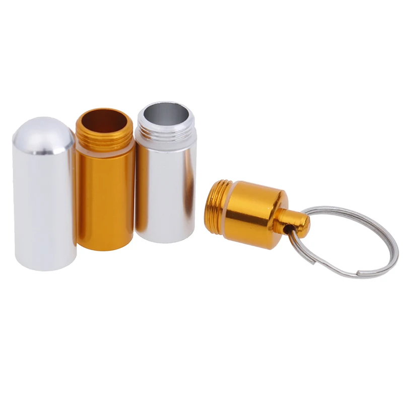 

NEW 4 Grids Aluminum Pill Case Outdoor Keychain Pocket Pill Holder Container Medicine Box