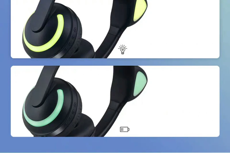 Bluetooth стерео кошачьи наушники мигающие светящиеся кошачьи наушники игровая гарнитура наушники 7 цветов светодиодный светильник