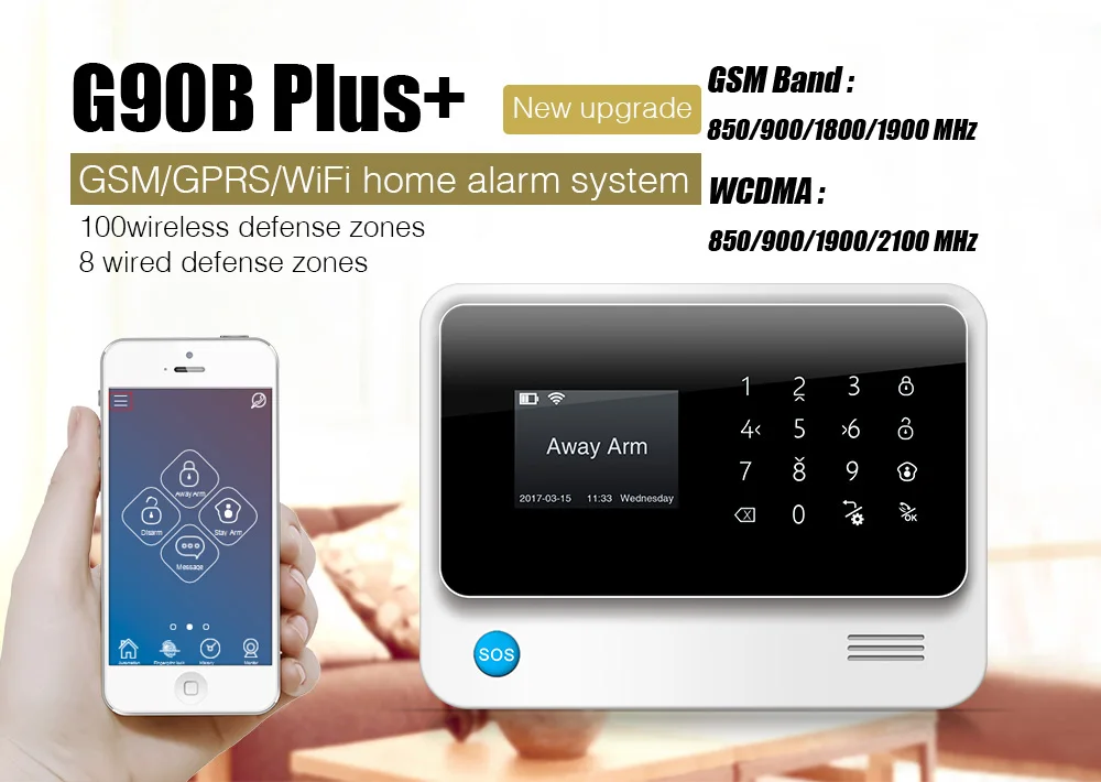 Золотой безопасности DIY G90B Plus+ 3g GSM WCDMA wifi IOS Android приложение управление домашней безопасности умный дом Проводная сигнализация