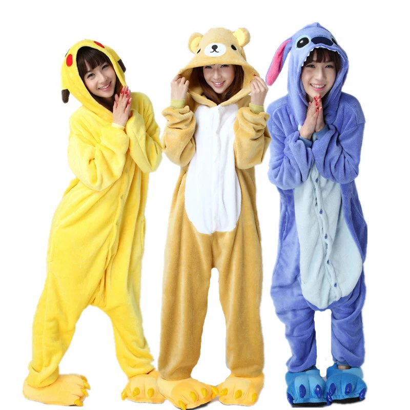 Large Size XXL Animal Kigurumi Warm Cartoon Pajamas Flannel Women Onesie Cosplay Clothing Halloween Party Jumpsuit Sleepwear