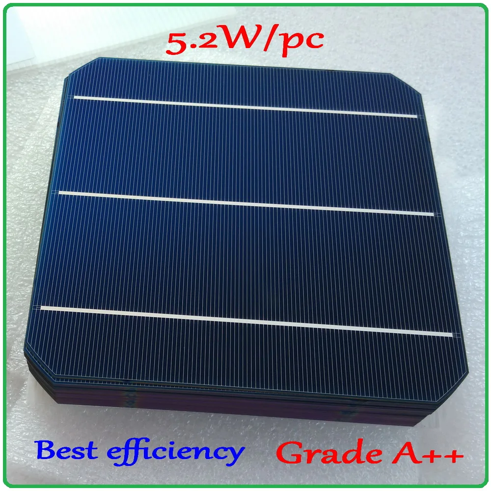 

10PC 5.21W 156mm monocrystalline Mono solar cell 6x6+enough PV Ribbon(10Tab Wire+3m Busbar)+1pc flux pen for DIY52w PV Panel