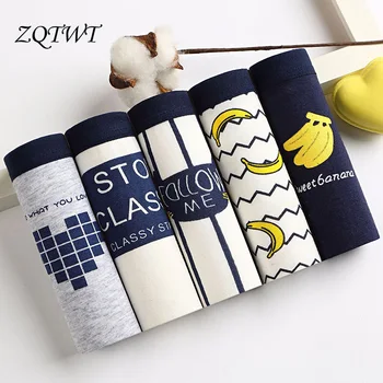 

ZQTWT 5Pcs/Lot Hot Banana Sexy Briefs Women Female Sexy Striped Panties for Ladies Underwear Women Cotton Lingerie 3NK143