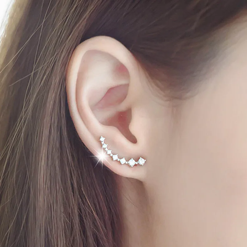 Серьги клипсы женские с кристаллами в виде неба и звезд|clip earrings for women|clip earringsfashion