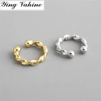 

ying Vahine 100% 925 Sterling Silver No Piercing Mobius Gold Ear Cuff Clip Earrings for Women