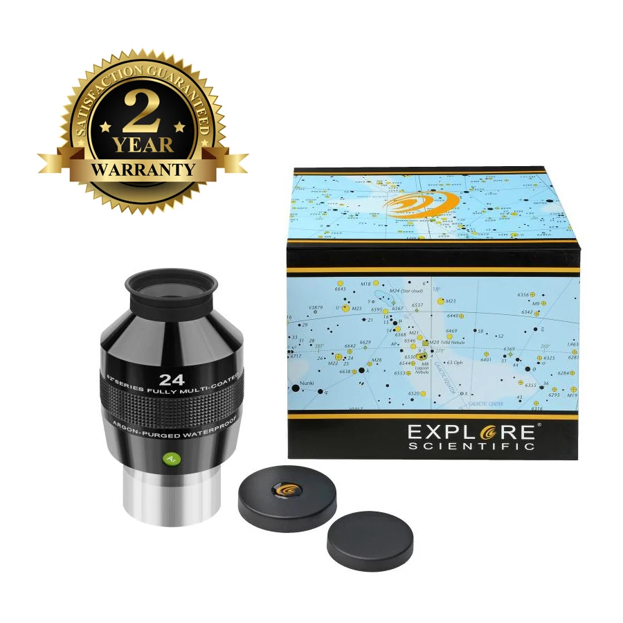 New Explore Scientific Eyepiece 82 градусов Extreme Wide Field Waterproof 2inch 24mm аргон очищенный EMD coating|explore