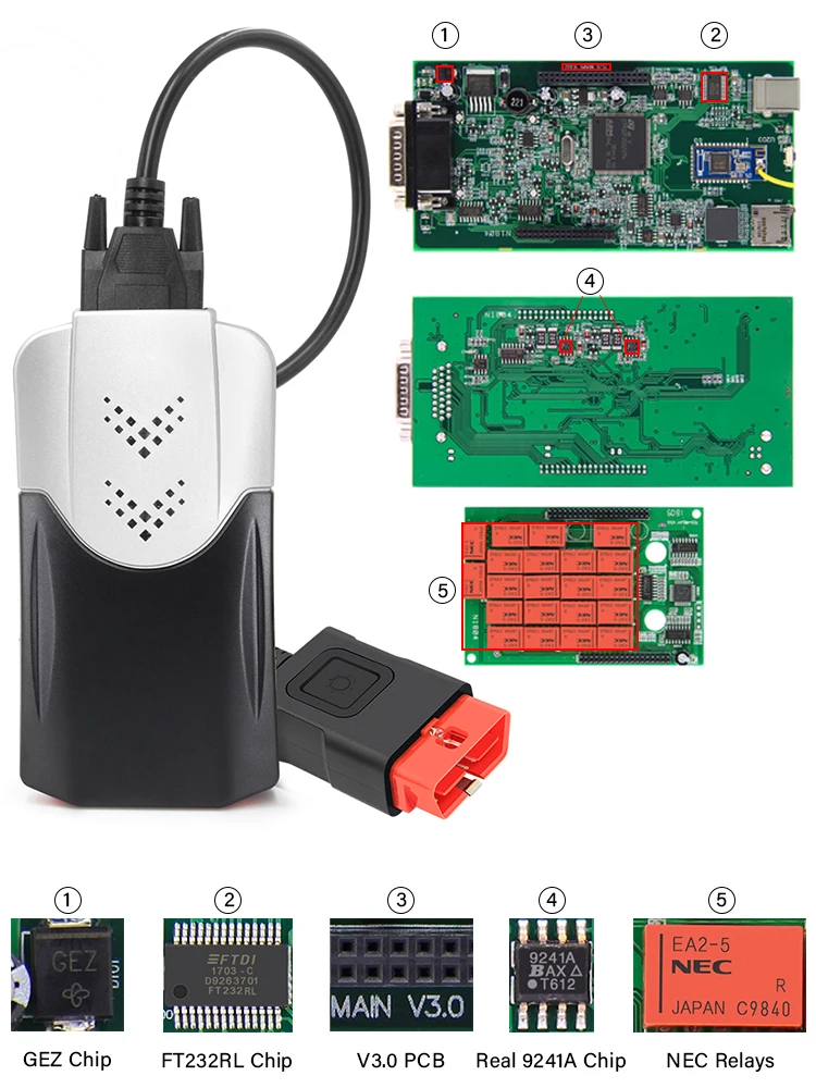 V3.0 PCB реле NEC для BMW для Scania OBD2 Bluetooth сканер,00 Multidiag pro WOW odb2 OBD 2 OBD2 автомобильный диагностический инструмент