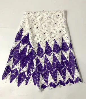 

Purple African Cord Lace Fabrics High Quality For Women Dress 2017 Latest Guipure Lace Fabric With Beads R2089 Nigerian