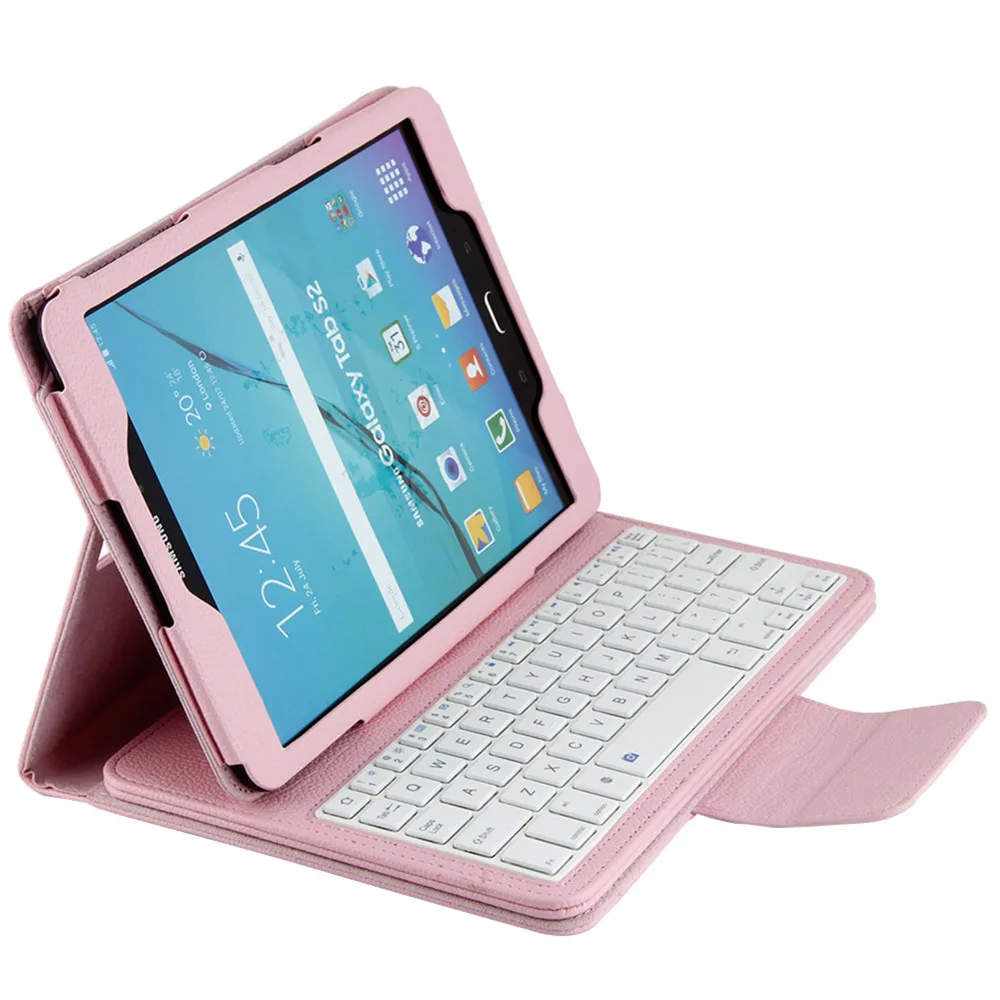 Kemile Съемный беспроводной Bluetooth клавиатура портфель кожаный чехол подставка для samsung Galaxy Tab S2 9,7 T810 T815 T819 - Цвет: Pink Color