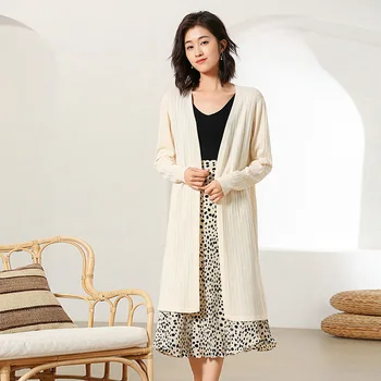

Women's cashmere knit long cardigan long-sleeved sweater coat female female 2019 spring new coat coat female spring