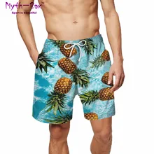 Летние мужские пляжные шорты, спортивные штаны с рисунком ананаса и фруктов, 3D шорты для серфинга, мужские свободные спортивные шорты для серфинга, плавки для серфинга, купальник с карманом