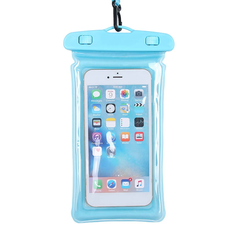 Универсальный Водонепроницаемый Чехол для телефона подводный тачскрин Мягкий Прозрачный Прочный чехол для телефона с легким использованием - Цвет: Blue