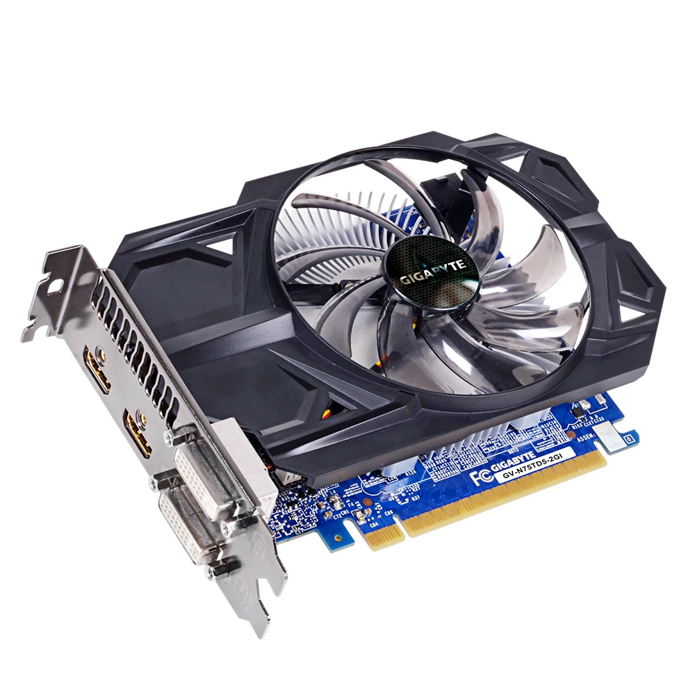 Gigabyte NVIDIA GeForce GTX 750 Ti Видеокарта gtx 750 ti GV-N75TD5-2GI 2 ГБ GDDR5 128 бит GPU для ПК б/у карт