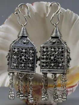 

free shipping wholesale Tribal exotic ethnic chinese handmade miao silver lantern earring