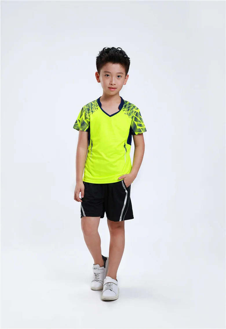 Рубашка для бадминтона для мальчиков, Настольная теннисная одежда, футболки, детская футболка для понга, студенческая команда для бадминтона, теннисные майки с v-образным вырезом, шорты