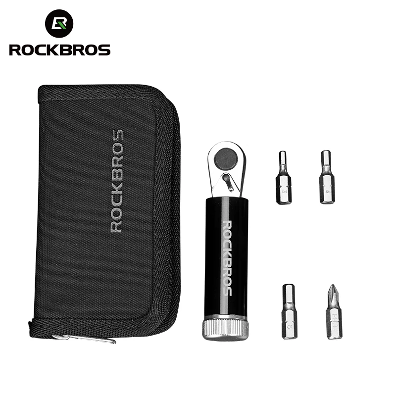 

ROCKBROS Bicycle Repair Tools Kits Ratchet Wrench Built-in Cross Hexagonal 3/4/5 NM Torque Wrench Multi Repair Tools Sleeve