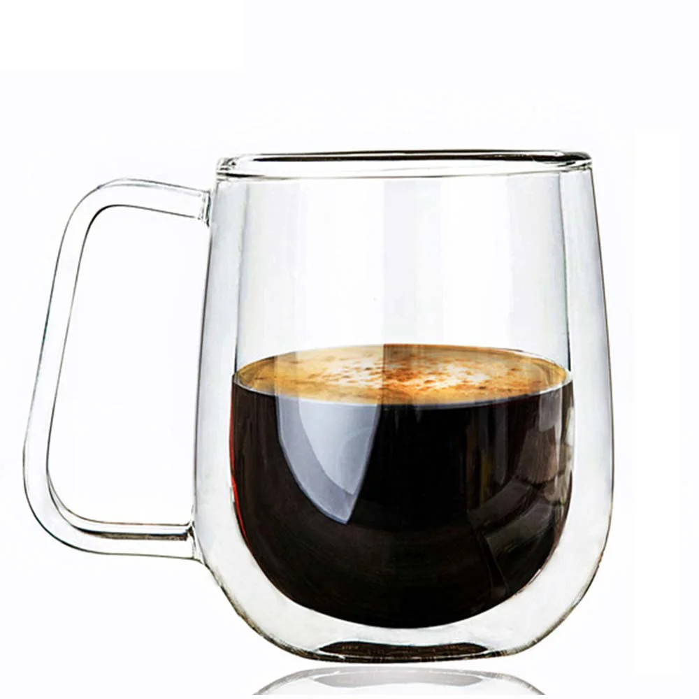 

GFHGSD 250ml Coffee Cups Set Tea Mugs Handmade Creative Beer Drink a Mug of Office Mug Transparent Drinkware Double Glass Cups