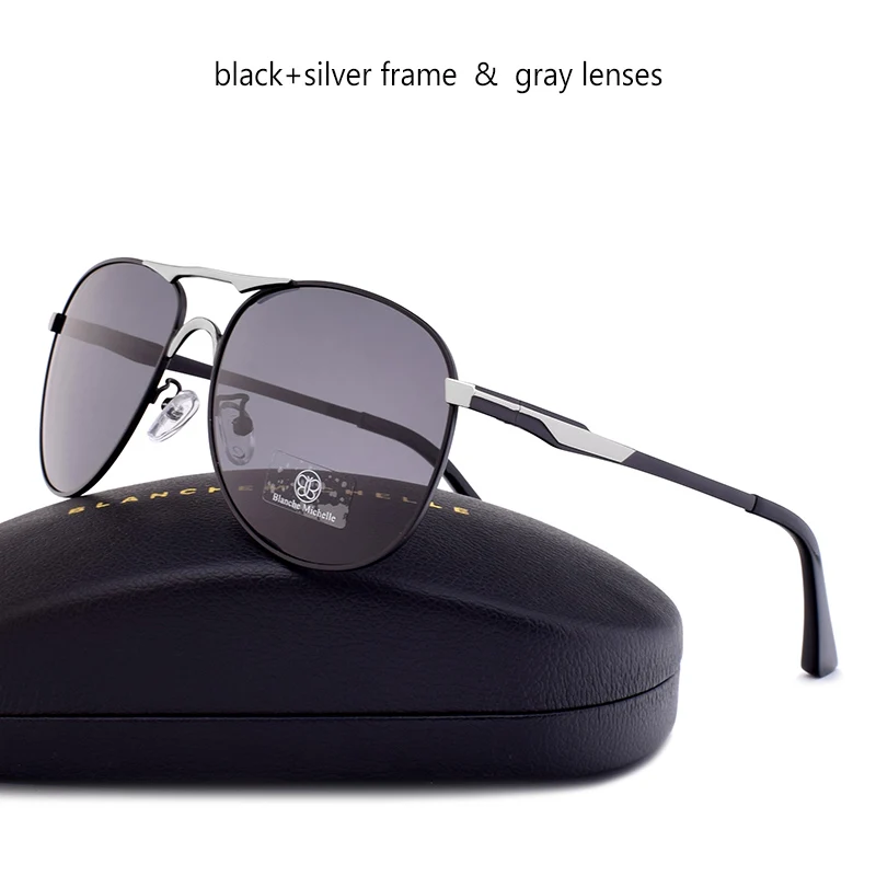 Blanche Мишель бренд classic Pilot Sunglasses Для мужчин поляризационные UV400 Для мужчин с солнцезащитные очки мужской вождения Óculos gafas-де-сол hombre - Цвет линз: gray