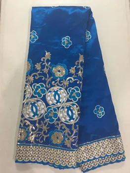 

New Style George Wrapper Fabric In Lace 5 Yards/piece Indian George Lace Fabric With Sequins For African Ladies Clothing
