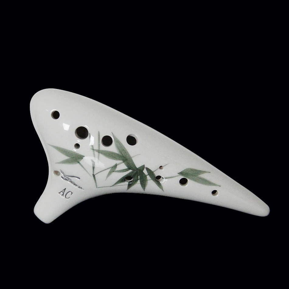 

sharp corner 12 hole pattern drawing AC tone ocarina made of clay with bag 3 types