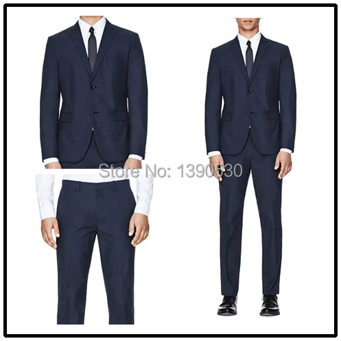 

Top Quality 100% wool custom made Dark Navy notch lapel single vent two buttons two piece latest suit design men!!