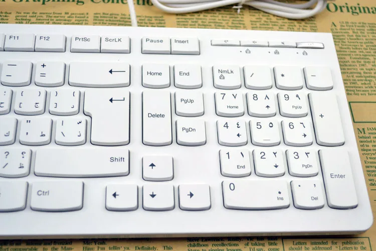 Slim Thin Wired Keyboard Versão Árabe Branco Usb Computador Original Exportação Versão Árabe - Imagem 2