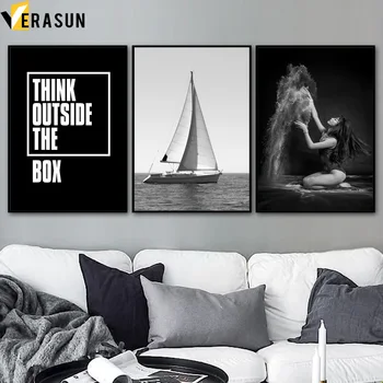

Sailboat Sea Dance Girl Quote Wall Art Canvas Painting Nordic Posters And Prints Black White Wall Pictures For Living Room Decor