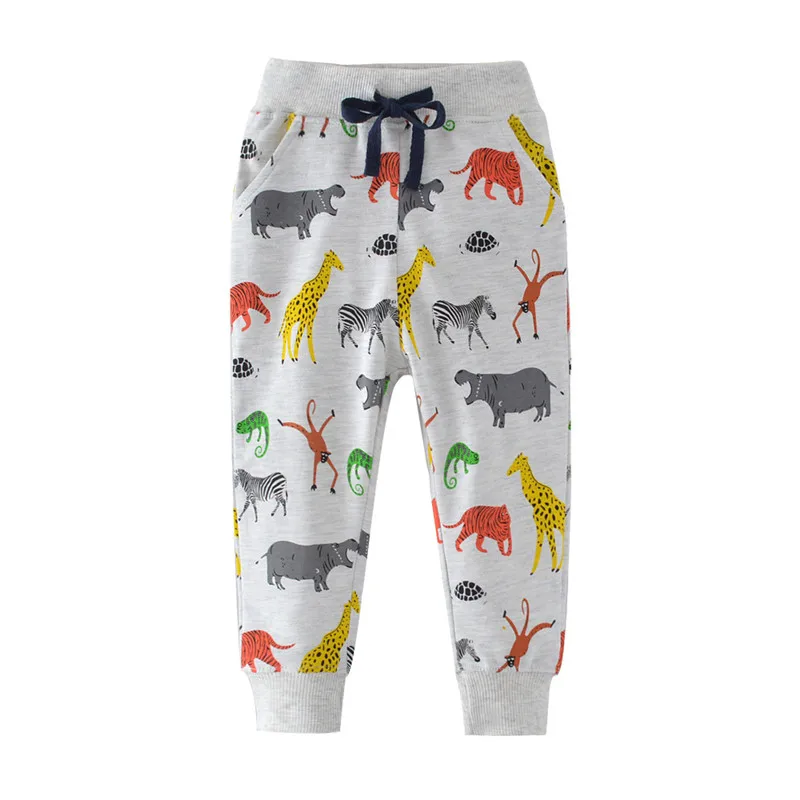 Baby Boys Pants Trousers Children Cotton Pants Kids Winter Clothes Cartoon Animals Printed Drawstring Straight Pants for Boy