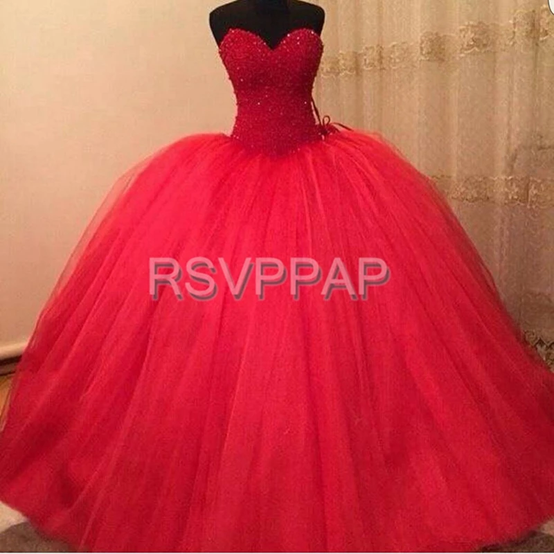 red long puffy dress