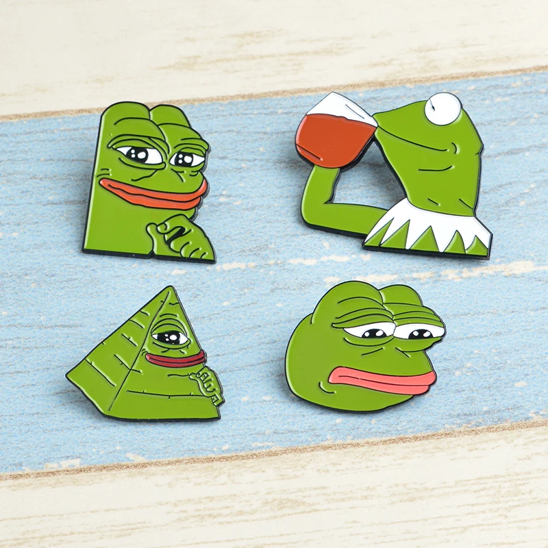 

Smile Sad Frog Pepe thinker drink Pepe Pride Lapel Pin Badge Badge Button Funny enamel Lapel Pin Internet Meme jewelry