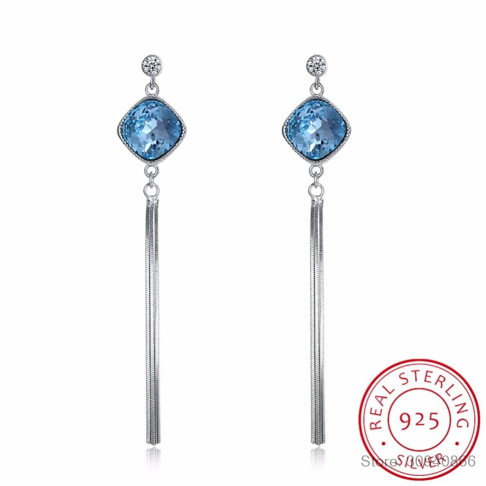 Sterling Silver Swarovski Crystals Star Dangle Earrings LEKANI Crystal from Swarovski